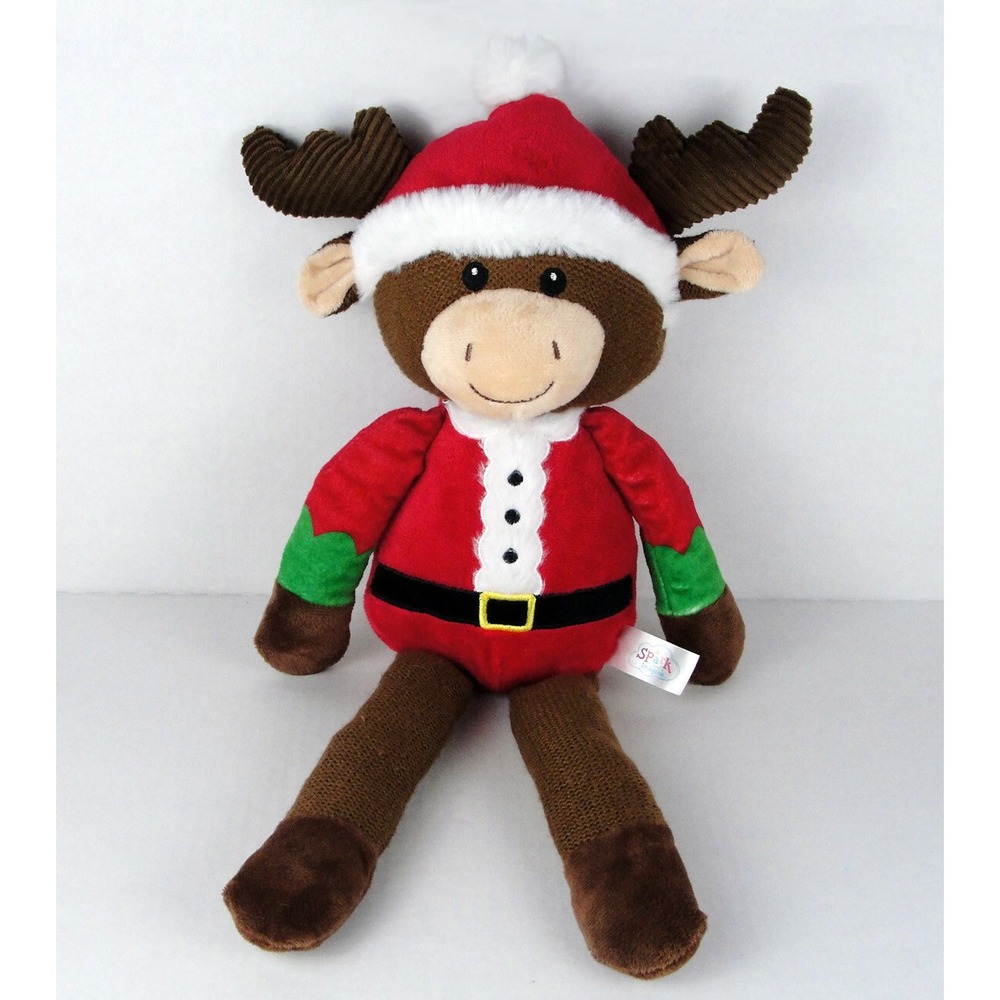 Spark Create Imagine Christmas Santa Moose Baby Plush 17 Inch Soft Rattle